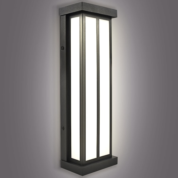 Luxrite Outdoor LED Wall Sconce 16in Outdoor Wall Light Black Aluminum 3CCT 3000K-5000K 15W ETL Listed IP65 LR40316-1PK - main